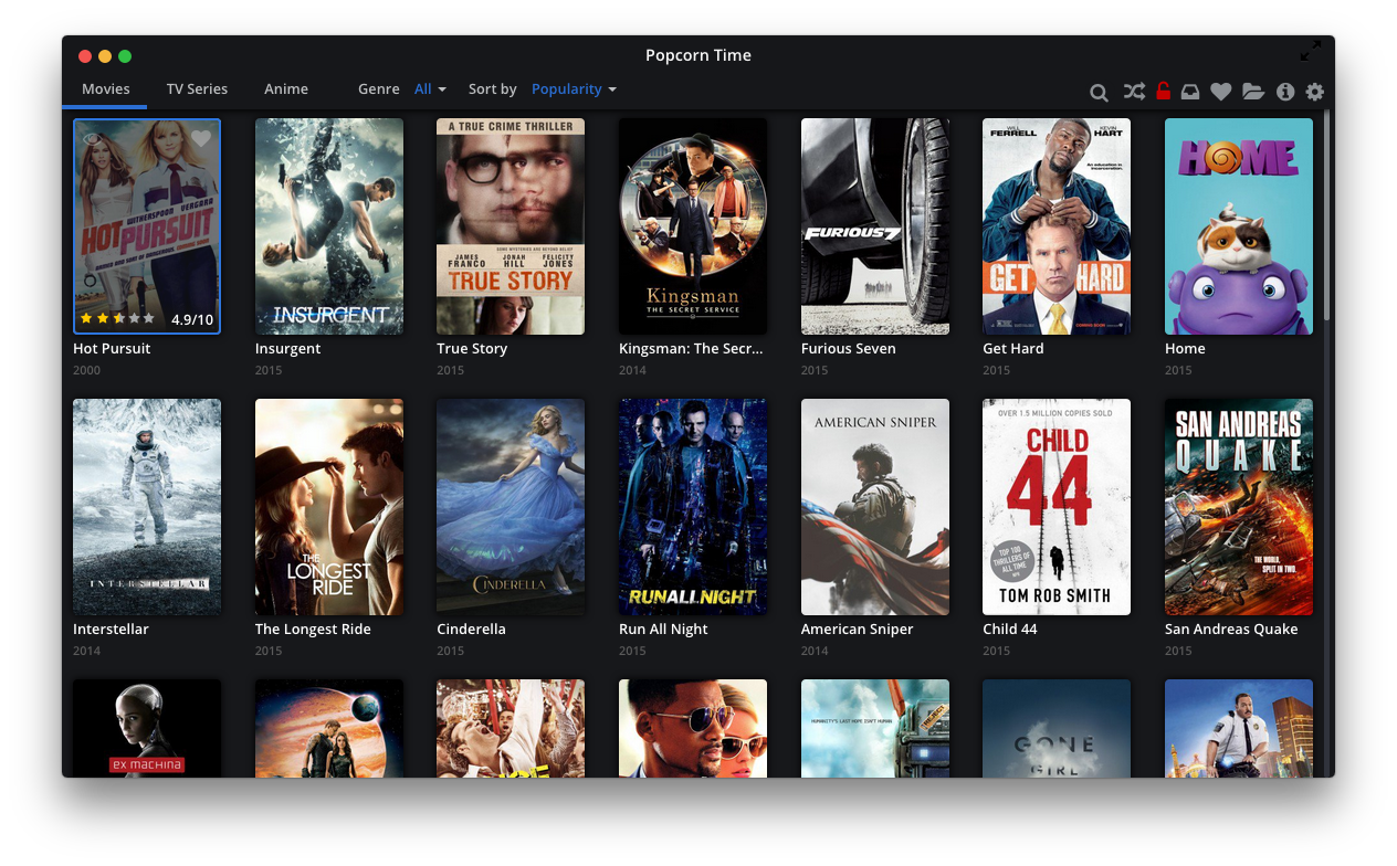 The Easy-To-Use UI of Popcorn Time