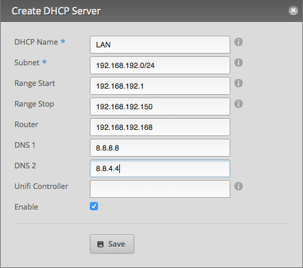 DHCP Server Settings